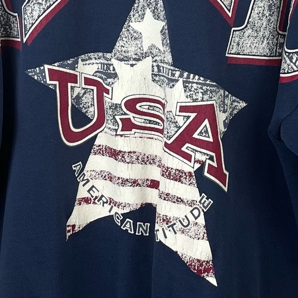 Vintage 90's America SpiritwearSpellout Sweatshirt XL USA Biker Grunge Track - Picture 2 of 12